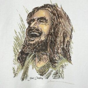 Vintage 1977 Jesus Laughing Shirt‎ Living Epistles Christian Art USA Mens Medium